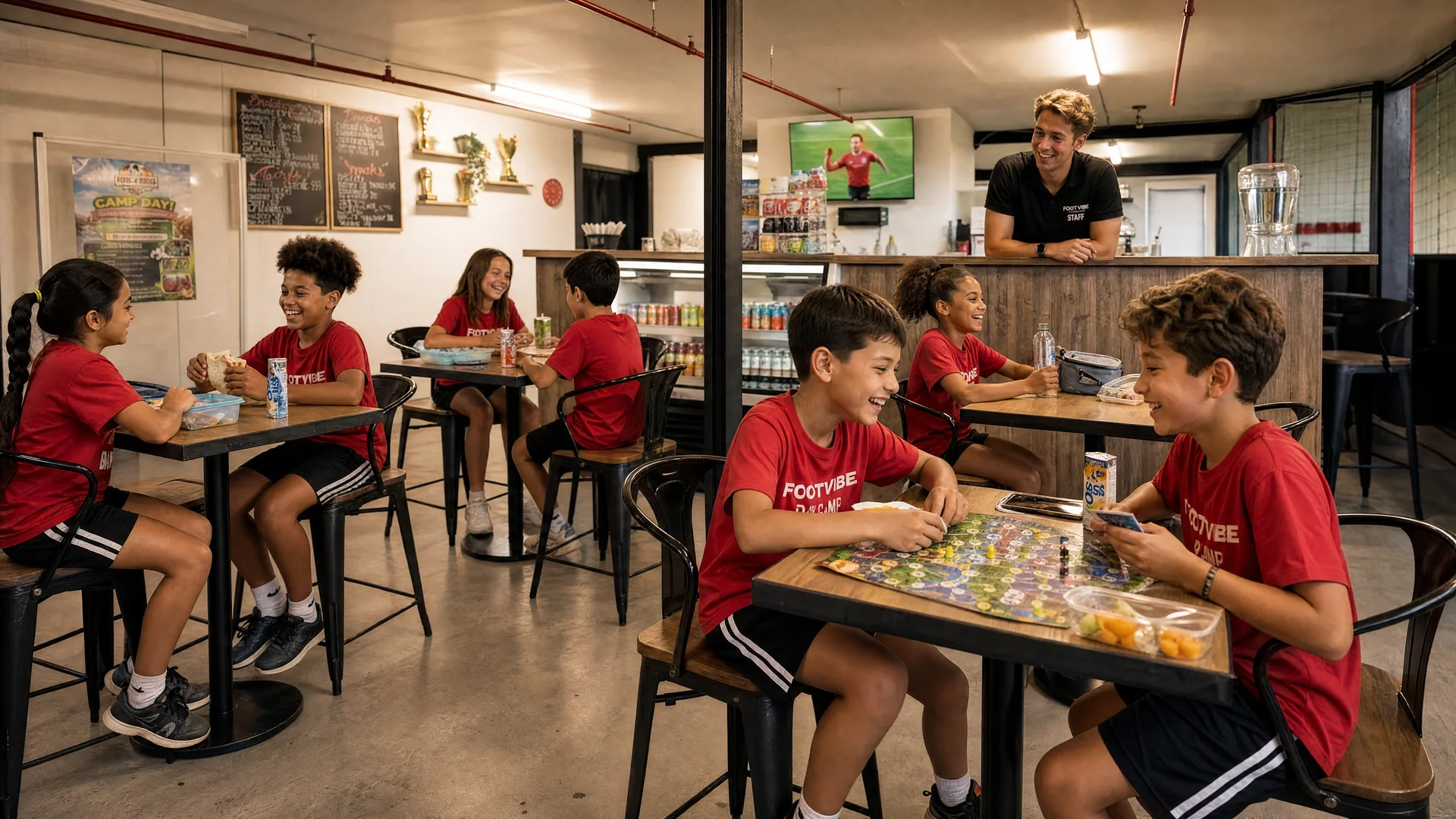 Enfants en camp de jour de soccer FootVibe pendant les vacances scolaires